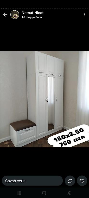 Dəhliz dolabları: Dəhliz üçün ağ rəngli giriş dolabı dəsti. Ölçü: 180 × 260 sm (şəkildə — 1