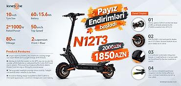 elektrik scoter: Yeni Elektrik samokat 10", > 1000 Vt, > 45 km/s, Pulsuz çatdırılma — 1