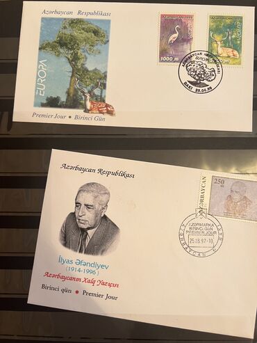 Markalar: Kolleksiyada Azərbaycana aid poçt markaları var. Hamısının şəklini — 8