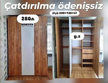 acıq dolab: İkiqapılı paltar dolabı - Ölçü: 200 × 120 × 47 sm - Rəng və material — 1
