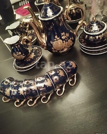 caydan caynik desti: Çay dəsti, rəng - Göy, Farfor, Bohemia, Çexiya — 3