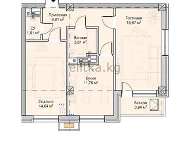 кв беловодск: 2 комнаты, 65 м², 2 этаж, Дизайнерский ремонт