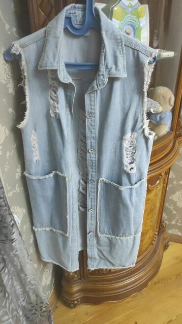 Dəstlər, kostyumlar: Qadın geyim dəsti – 4 məhsul 1) Cins ətək - Tünd mavi denim - Ön — 6