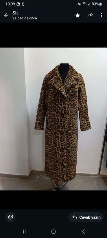 белые зимние мужские куртки: Qadın üst geyimləri – uzun modellər - Leopard naxışlı süni kürk