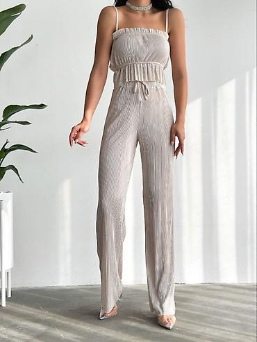 leprsave pantalone: Ženski plisirani set – top na tanke bretele i pantalone - Dvodijelni — 4