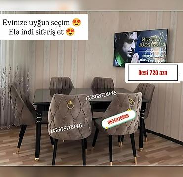 divan temizlenmesi: Qonaq otağı üçün, Yeni, Açılmayan, Dördbucaq masa, 6 stul — 5