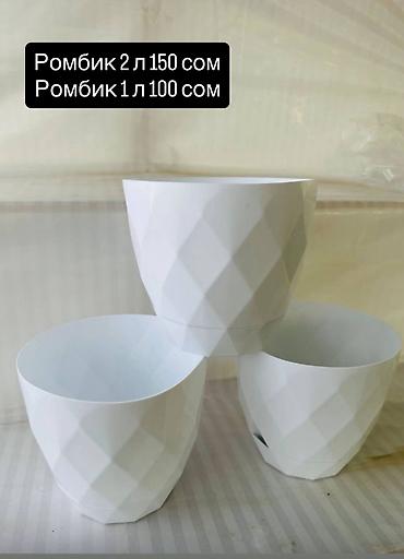 Горшки для растений: Горшки белые круглые цены написаны .адрес село Кок жар, Сейтек 7 — 2