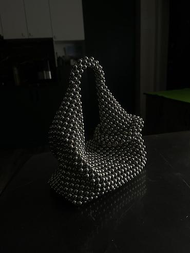 серебряные: Сумка из декоративных бусин ручной работы - Необычный дизайнерский — 7