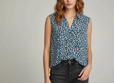 bluzki w geometryczne wzory: Sinsay, Women's blouse, size XS (EU 34)
