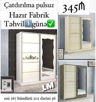 Çarpayılar: Kupe dolab fabri̇k i̇stehsali qiymət : 345₼ ölçü