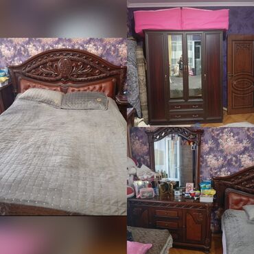 Двуспальная кровать, Шкаф, Трюмо, Тумба, Б/у