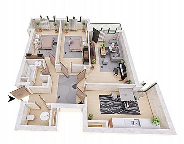 2 bedroom: 3 комнаты, 86 м², 10 этаж, ПСО (под самоотделку) — 1