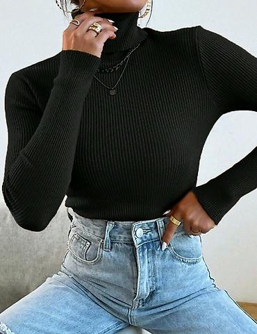 mcloud jakne: Crna rebrasta rolka (Slim Fit) - rastegljiva i elegantna Mekana — 1