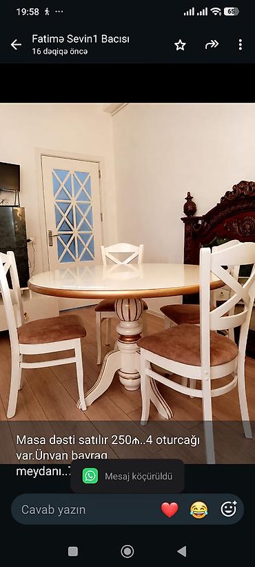 Masa dəsti satılır 250₼. 4 oturcağı var.Ünvan bayraq lalafo.az -da Masa dəsti satılır 250₼. 4 oturcağı var.Ünvan bayraq