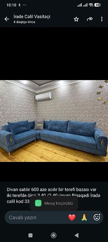 divan pufik: Divan satılır 600 aze acılır bir terefi bazası var iki terefde ölçü — 1
