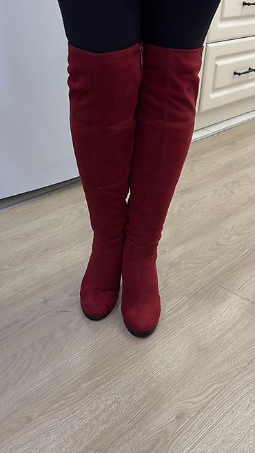 Сапоги: Сапоги, 38.5, Б/у, цвет - Красный, Бесплатная доставка — 2