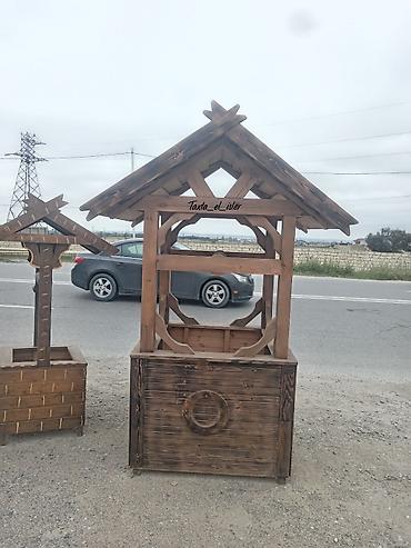 Digər bağ, çöl mebeli: Bağ və həyət üçün dekorativ taxta quyı konstruksiyası Ölçü 100x100 sm — 3