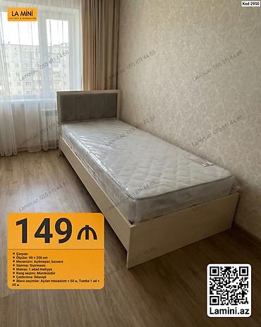 Ev üçün mebel: Tək nəfərlik çarpayı – Kod: 2950 - Ölçü: 90 × 200 sm - Mexanizm — 1