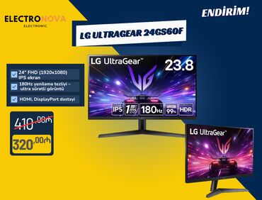 🎮 LG ULTRAGEAR 24GS60F 180Hz Gaming Monitor – ENDİRİM! 📏 24" FHD