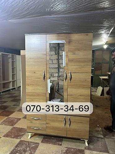 uşaq dolabi: 3 qapılı paltar dolabı - Ölçü: 120×200 sm - Model: mərkəzdə güzgülü 3 — 6