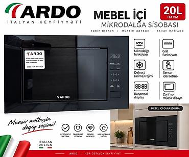 sazz modem satilir 2017: ARDO mebel içi mikrodalğa sobası – 20L - İtalyan dizaynı, tam qara — 1