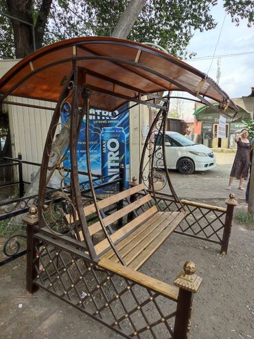 Садовые качели: Садовые качели Металл, Со спинкой, С крышей — 21