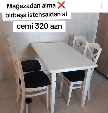 stul restoran: Mətbəx üçün, Yeni, Açılmayan, Dördbucaq masa, 4 stul — 1