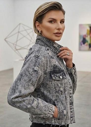 jacke: Ženska teksas jakna – ispran sivi “acid wash” efekat, kratki kroj. - — 1