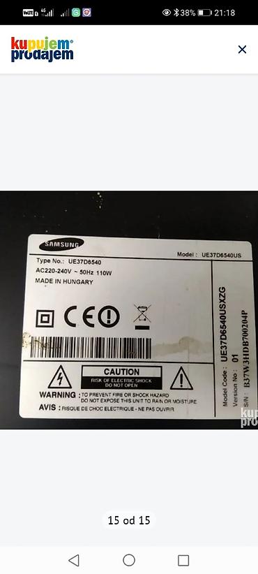 Aksesoari za TV i video: Samsung LED TV delovi – modeli UE37EH5200 i UE37D6540 Dostupne — 17