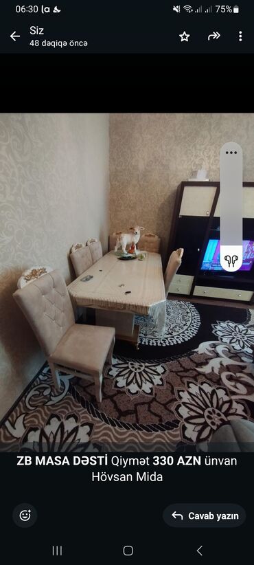 ятаг дести: *ZB* *MASA DƏSTİ* Qiymət *330 AZN* ünvan Hövsan Mida