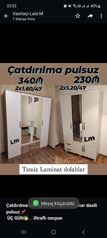 Мебель: *Çatdırılma+quraşdırılma xidməti şəhər daxili pulsuz* 📌 *ÜÇ GÜN🥳* — 1
