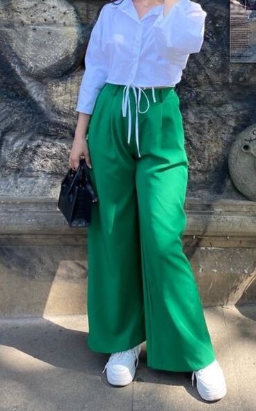 женские зеленые брюки: Брюки S (EU 36), цвет - Зеленый