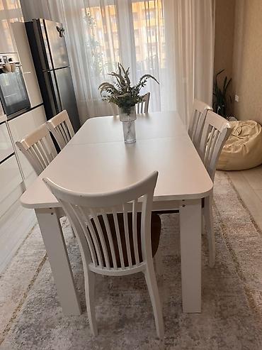 Qonaq otağı üçün, İşlənmiş, Oval masa, 6 stul