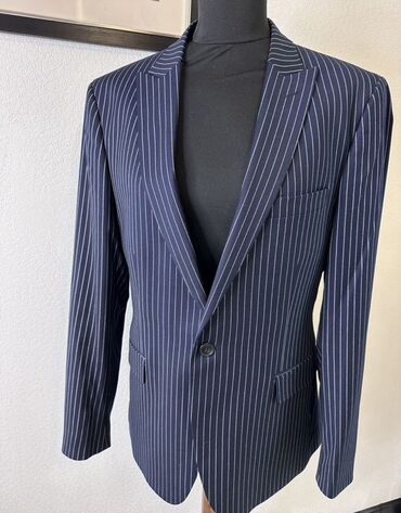 мужской пиджак в стиле casual: Мужской костюм, 5XL (EU 50), Б/у, цвет - Синий