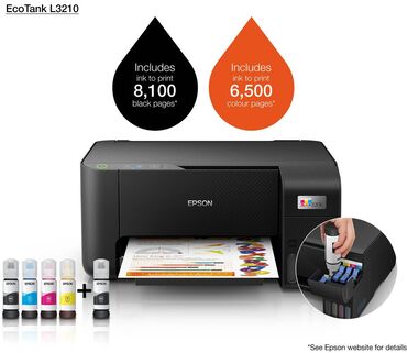 Принтеры: Epson L3210 (A4, printer, scanner, copier, 33/15ppm, 5760x1440dpi