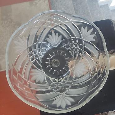 kasmetika qabi: Şüşə/kristal ayaqlı meyvə və şirniyyat qabı 1 eded - Material: şəffaf — 4
