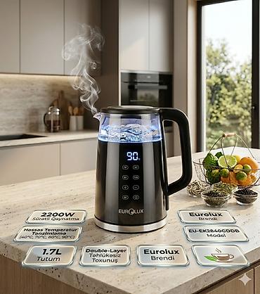 caydan caynik: №: 4625 Məhsulun adı: Elektrik çaydan Eurolux Duble-Layer Brend — 2