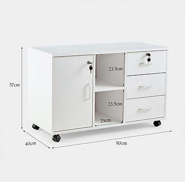 embawood dolab: Ağ rəngli çoxfunksiyalı ofis/ev saxlama dolabı - Ölçülər: 90 x 40 x — 3