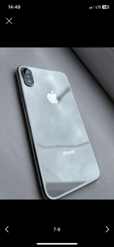 айфон8 ош: IPhone X, Колдонулган, 256 ГБ, Күмүш, Каптама, 100 %