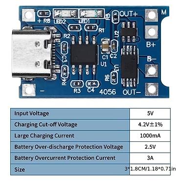 perforator satilir: USB modul Type-C girişli litium-ion (Li-ion) batareya doldurma modulu — 2