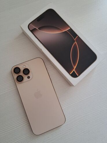 компь: IPhone 16 Pro Max, Б/у, 256 ГБ, Desert Titanium, Защитное стекло, Чехол, Кабель, 97 %