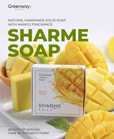 Sharme Mango aromalı təbii əldə hazırlanma Duş sabunu! Tərkibində