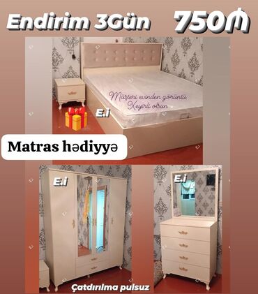 yataq dəsti qiymətləri: *Yataq dəsti 750Azn💥 Matras hədiyyə* ✔️Rəng seçimi var *Şəhər daxili