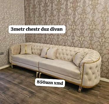 Divanlar: Tek divan – 450 AZN - Müasir dizayn: dərin kapitone tikişlər, qızılı — 41