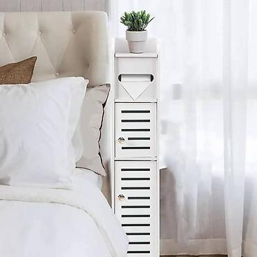 prekrivač ikea: Uski beli ormarić za kupatilo idealan za male prostore! Praktičan i — 6