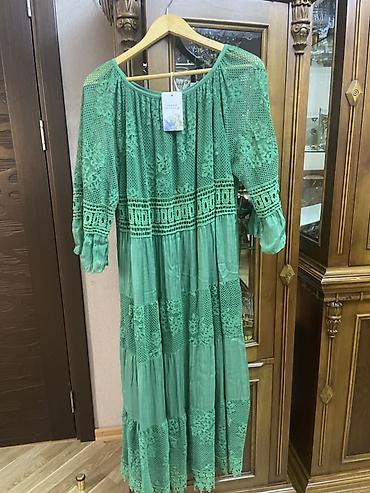 Şıq yaşıl rəngli uzun don - Model: bohem/romantik üslubda maxi don -