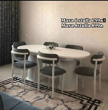 Qonaq otağı üçün, Yeni, Açılmayan, Oval masa, 6 stul