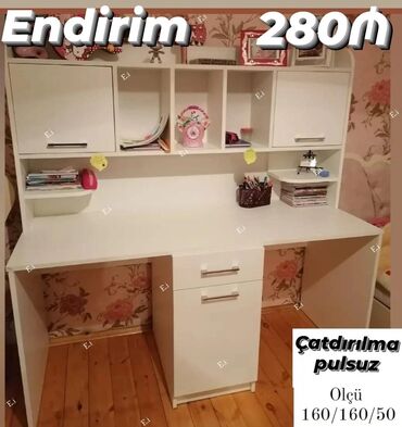 стол компьютерный складной трансформер: Ağ rəngli funksional iş/oxu masası və üst rəf modulu. Xüsusiyyətlər