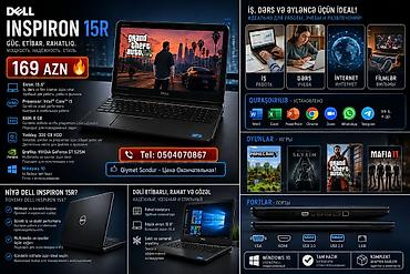 Техника и электроника: 🔥 DELL Inspiron 💻 Ekran: 15.6" — iş, dərs və film izləmək üçün rahat — 2