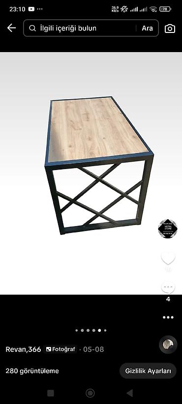 komputer stulu: Metal karkaslı masa – taxta üstlü - Dizayn: Minimal və loft — 2